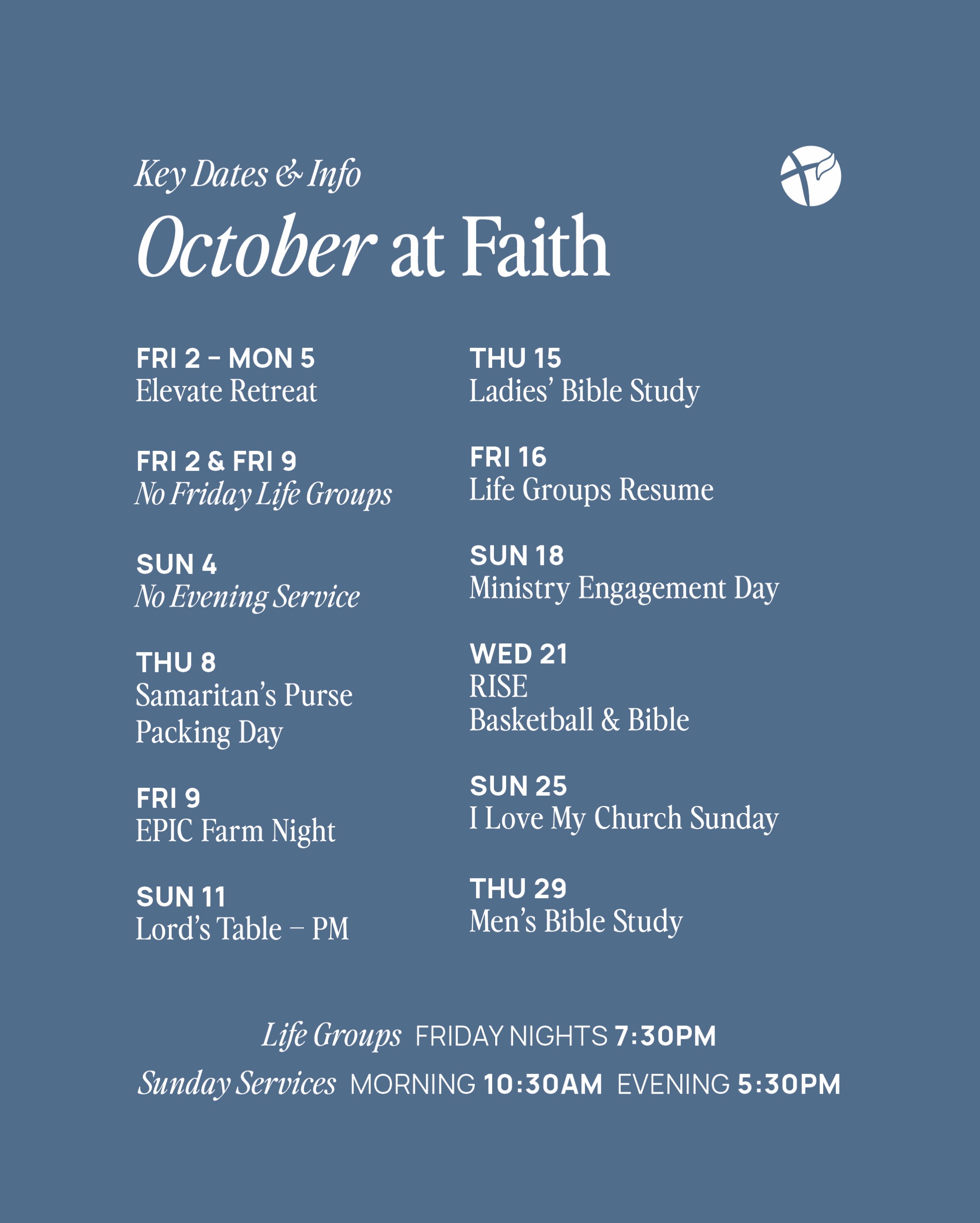October at Faith 🙌🏼  There’s plenty happening this month as we gather, serve, grow in God’s Word and enjoy fellowship together.  From Bible studies and Life Groups to RISE, Ministry Engagement Day, I Love My Church Sunday and more. There are so many opportunities to get involved and be part of what’s happening at Faith.  Save the dates, invite someone along, and we’ll see you throughout October.  #faithbaptistsydney