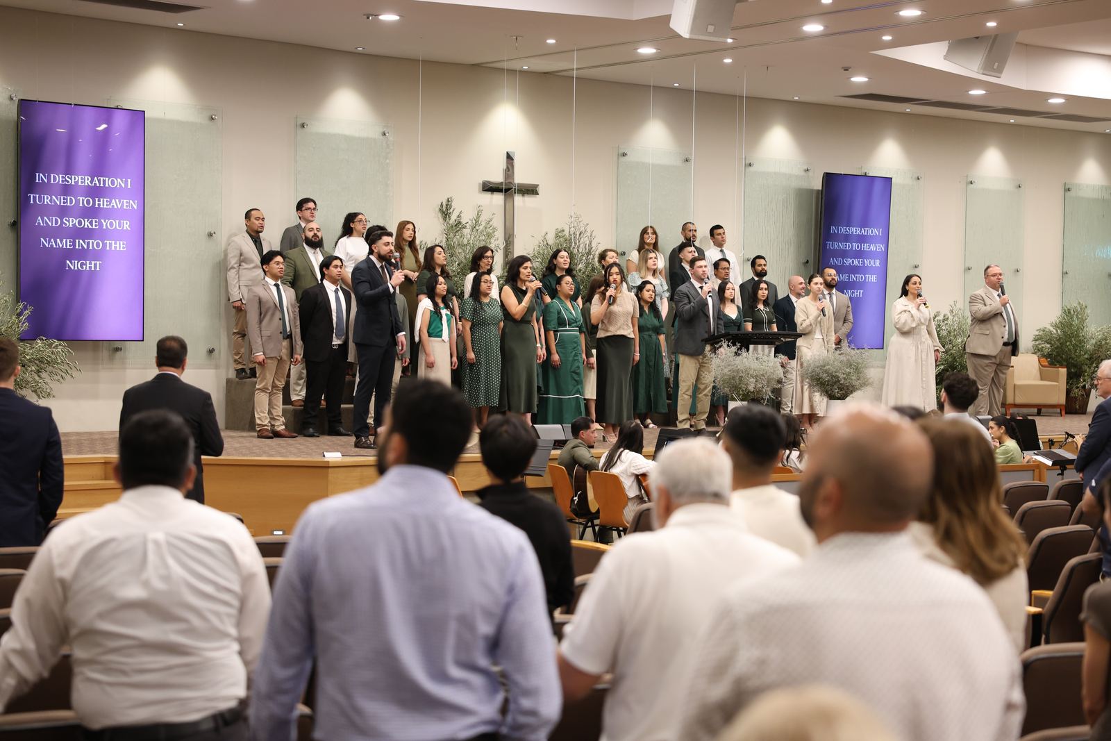 Choir leading worship on Sunday