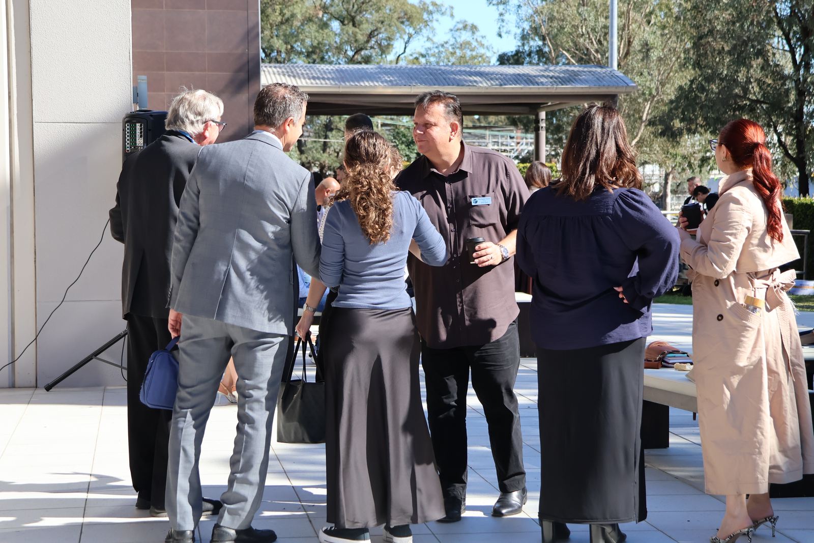 Church family greeting each other after the service