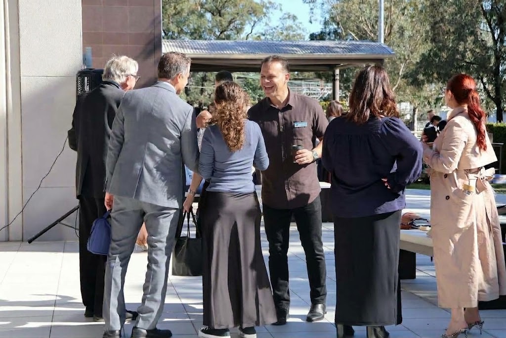 Church family greeting each other after the service